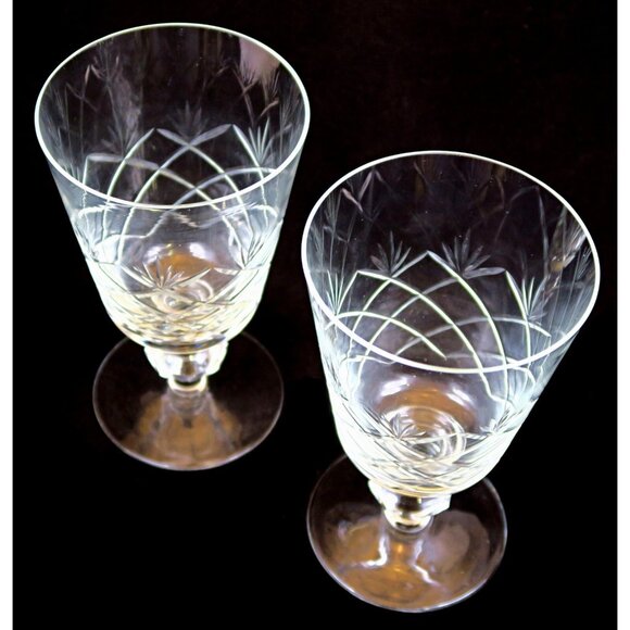 Toscany Fern Water Goblets (Set of 2) -- Mid-Century Blown Glass Drinkware - Picture 3 of 4